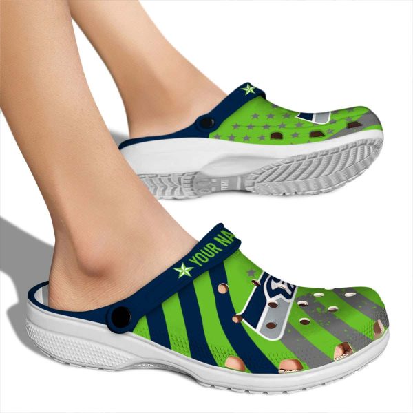 Personalized Seattle Seahawks Star Spangled Graphic Crocs High quality