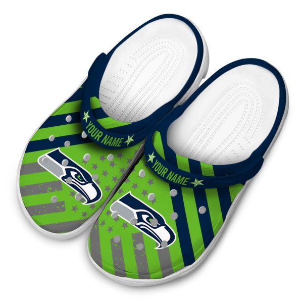 Personalized Seattle Seahawks Star Spangled Graphic Crocs Trendy