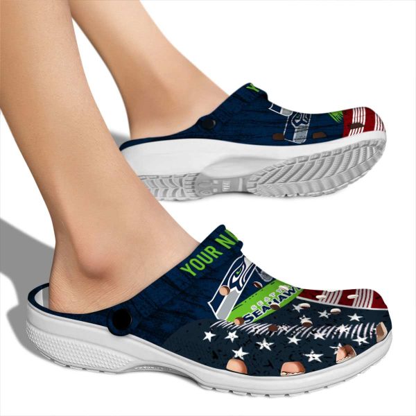 Personalized Seattle Seahawks Star Spangled Side Pattern Crocs High quality