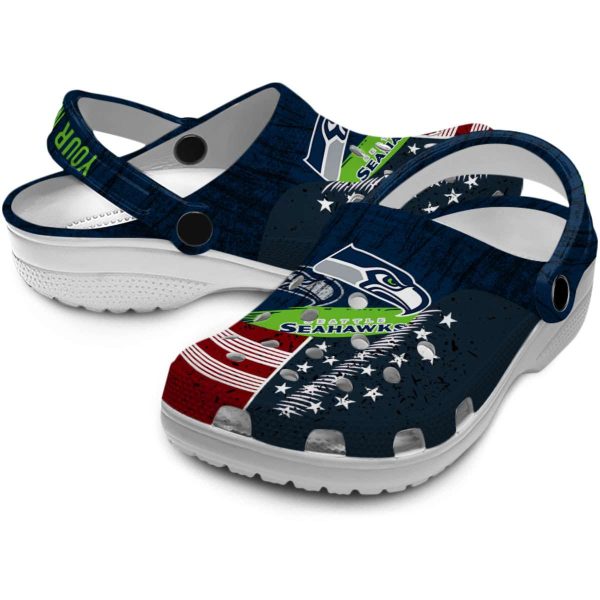 Personalized Seattle Seahawks Star Spangled Side Pattern Crocs Latest Model