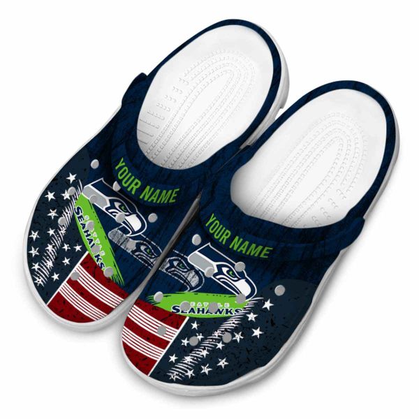 Personalized Seattle Seahawks Star Spangled Side Pattern Crocs Trendy