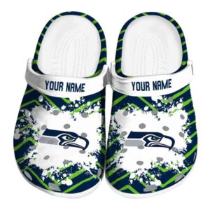 Personalized Seattle Seahawks Zigzag Paint Burst Crocs Best selling