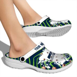 Personalized Seattle Seahawks Zigzag Paint Burst Crocs High quality