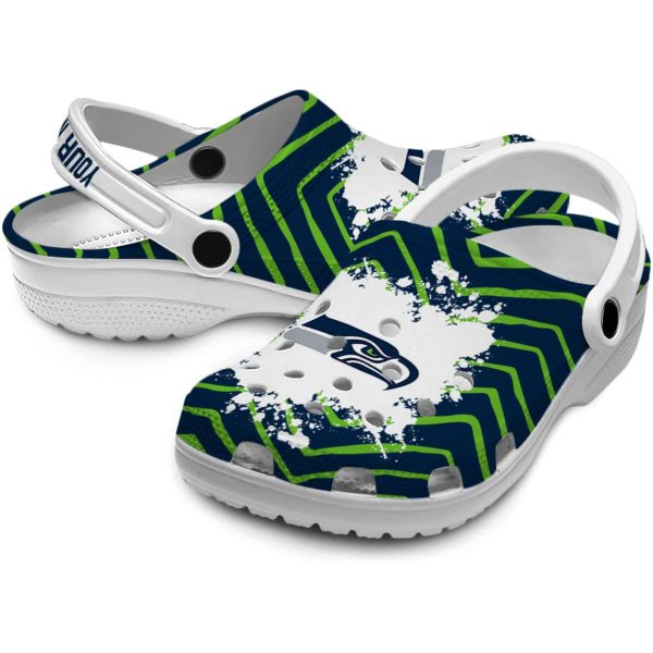 Personalized Seattle Seahawks Zigzag Paint Burst Crocs Latest Model