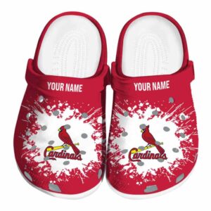 Personalized St Louis Cardinals Splatter Background Crocs Best selling