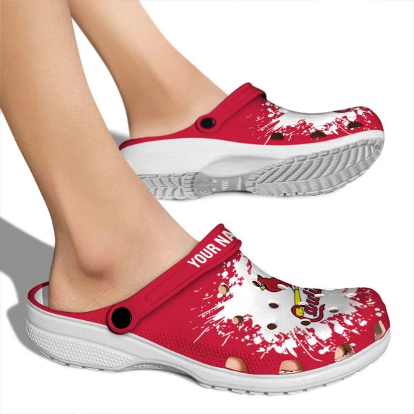 Personalized St Louis Cardinals Splatter Background Crocs High quality