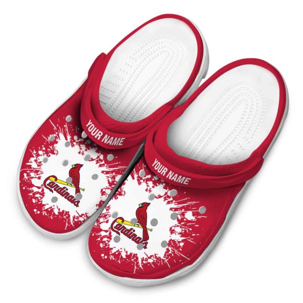 Personalized St Louis Cardinals Splatter Background Crocs Trendy