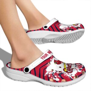 Personalized St Louis Cardinals Zigzag Paint Burst Crocs High quality