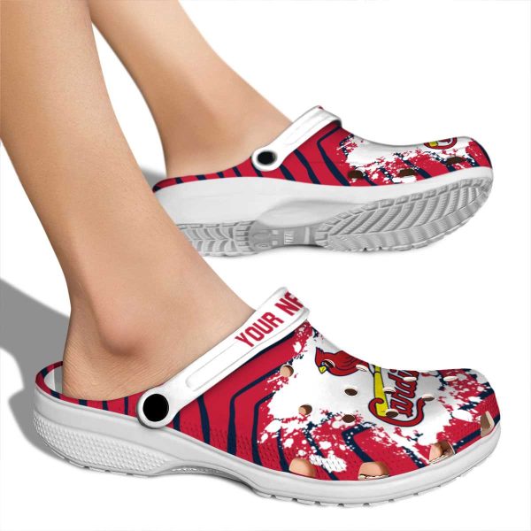 Personalized St Louis Cardinals Zigzag Paint Burst Crocs High quality