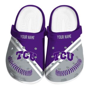 Personalized TCU Horned Frogs Baseball Motif Crocs Best selling