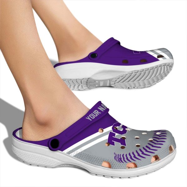 Personalized TCU Horned Frogs Baseball Motif Crocs High quality
