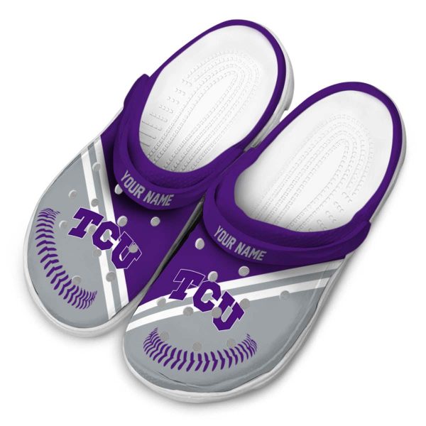 Personalized TCU Horned Frogs Baseball Motif Crocs Trendy