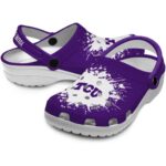Personalized TCU Horned Frogs Splatter Background Crocs Best selling