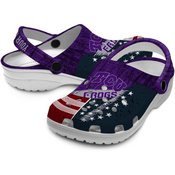 Personalized TCU Horned Frogs Star Spangled Side Pattern Crocs Latest Model