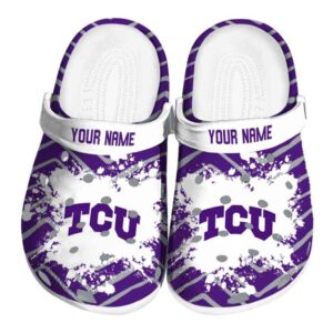 Personalized TCU Horned Frogs Zigzag Paint Burst Crocs Best selling