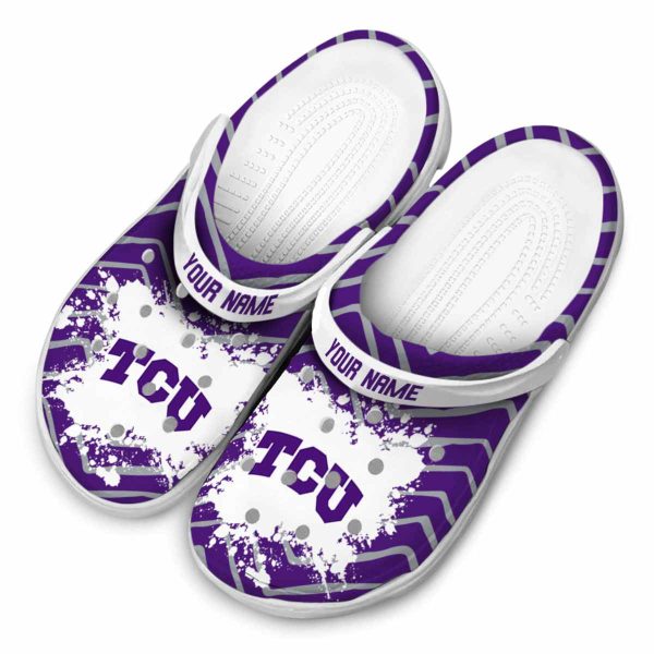 Personalized TCU Horned Frogs Zigzag Paint Burst Crocs Trendy