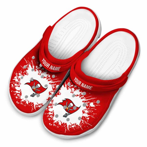 Personalized Tampa Bay Buccaneers Splatter Background Crocs Trendy