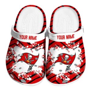 Personalized Tampa Bay Buccaneers Zigzag Paint Burst Crocs Best selling
