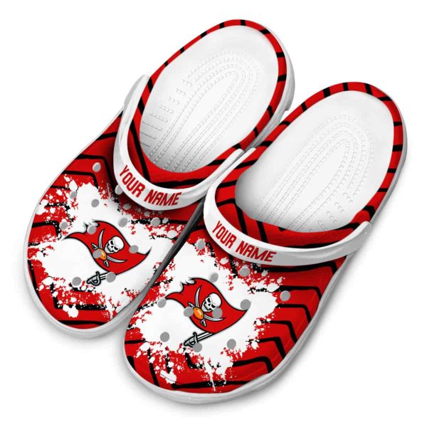 Personalized Tampa Bay Buccaneers Zigzag Paint Burst Crocs Trendy