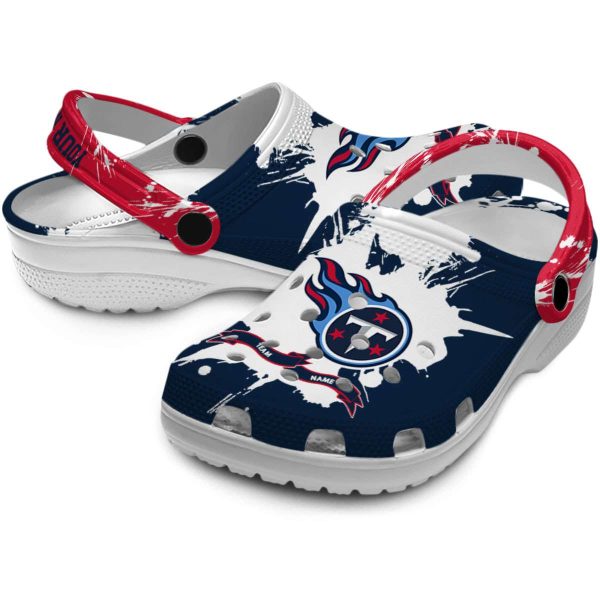 Personalized Tennessee Titans Splatter Pattern Crocs Latest Model