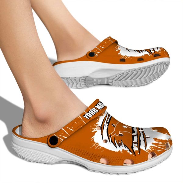 Personalized Texas Longhorns Splash Motif Background Crocs High quality