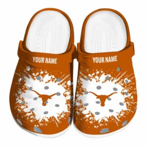 Personalized Texas Longhorns Splatter Background Crocs Best selling