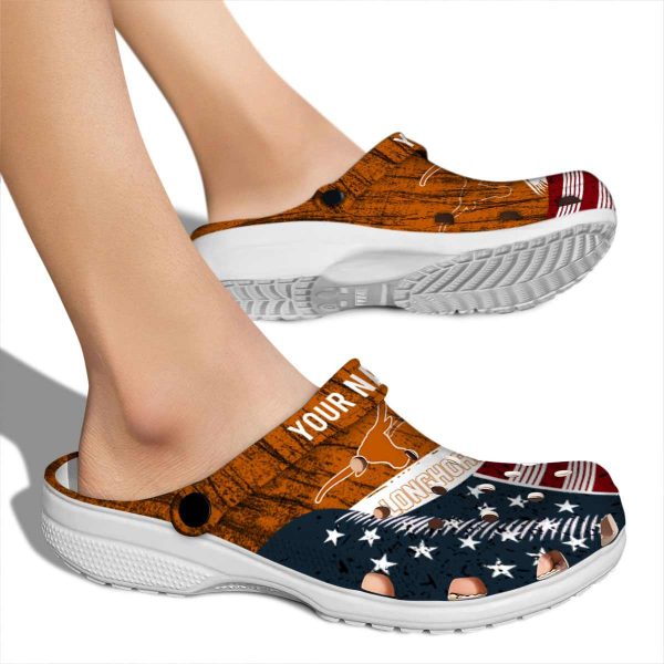 Personalized Texas Longhorns Star Spangled Side Pattern Crocs High quality