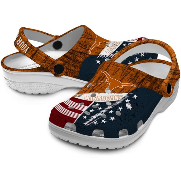Personalized Texas Longhorns Star Spangled Side Pattern Crocs Latest Model