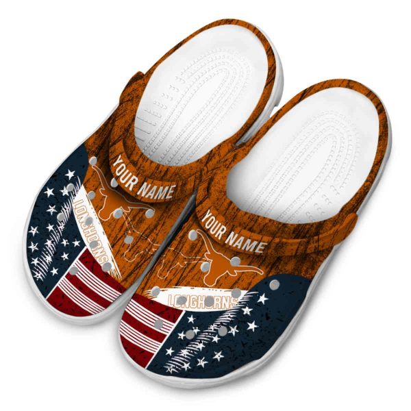 Personalized Texas Longhorns Star Spangled Side Pattern Crocs Trendy