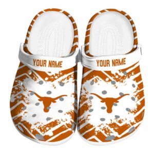 Personalized Texas Longhorns Zigzag Paint Burst Crocs Best selling