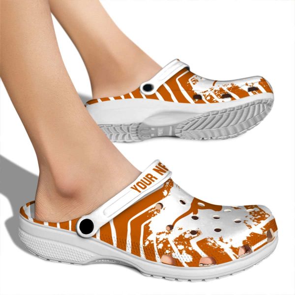 Personalized Texas Longhorns Zigzag Paint Burst Crocs High quality