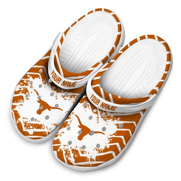 Personalized Texas Longhorns Zigzag Paint Burst Crocs Trendy