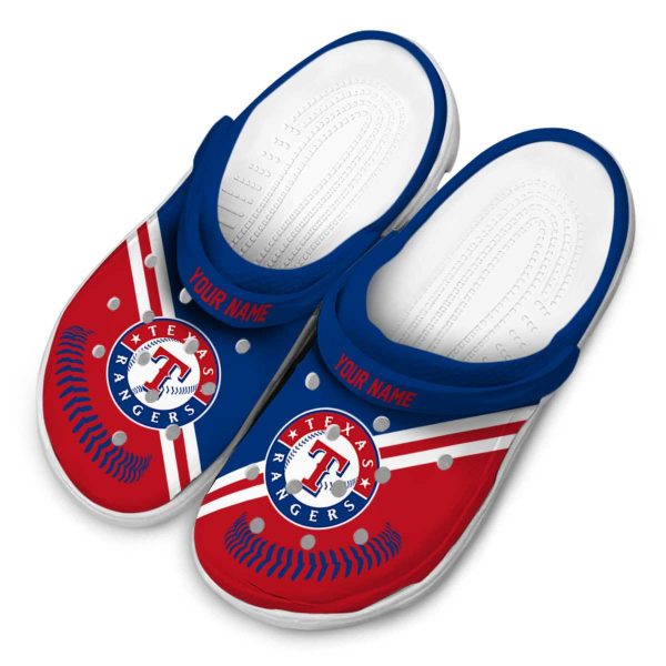 Personalized Texas Rangers Baseball Motif Crocs Trendy