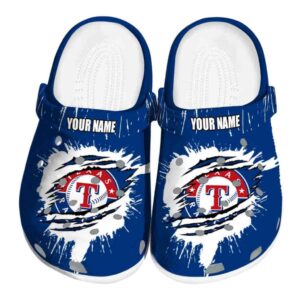 Personalized Texas Rangers Splash Motif Background Crocs Best selling