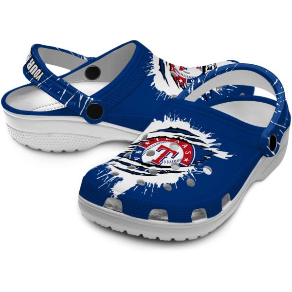 Personalized Texas Rangers Splash Motif Background Crocs Latest Model
