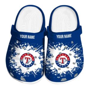 Personalized Texas Rangers Splatter Background Crocs Best selling