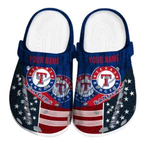 Personalized Texas Rangers Star Spangled Side Pattern Crocs Best selling