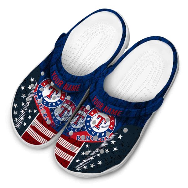 Personalized Texas Rangers Star Spangled Side Pattern Crocs Trendy
