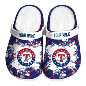 Personalized Texas Rangers Zigzag Paint Burst Crocs Best selling