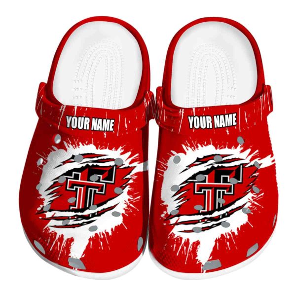 Personalized Texas Tech Red Raiders Splash Motif Background Crocs Best selling