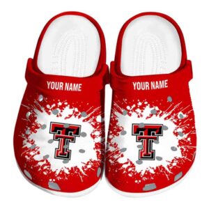 Personalized Texas Tech Red Raiders Splatter Background Crocs Best selling