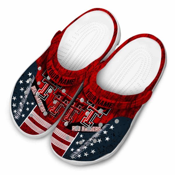 Personalized Texas Tech Red Raiders Star Spangled Side Pattern Crocs Trendy