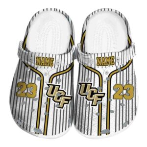 Personalized UCF Knights Pinstripe Pattern Crocs Best selling