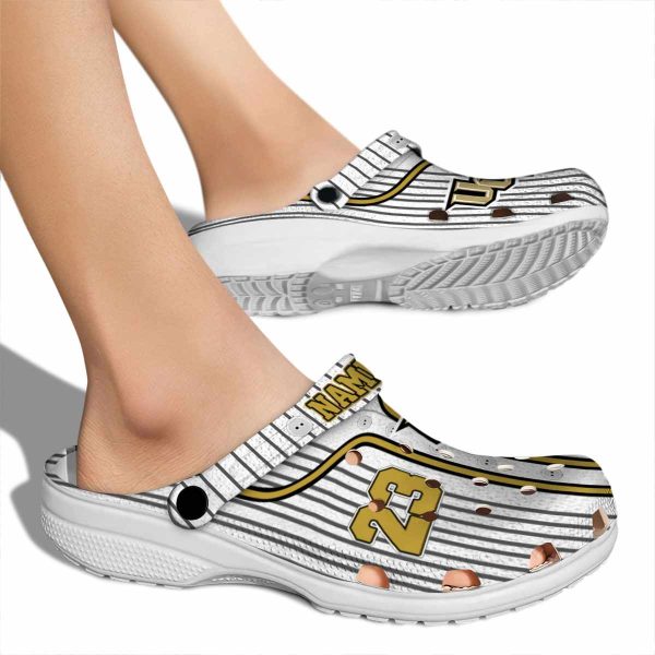 Personalized UCF Knights Pinstripe Pattern Crocs High quality