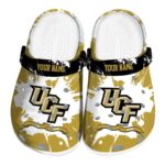 Personalized UCF Knights Splatter Pattern Crocs Best selling