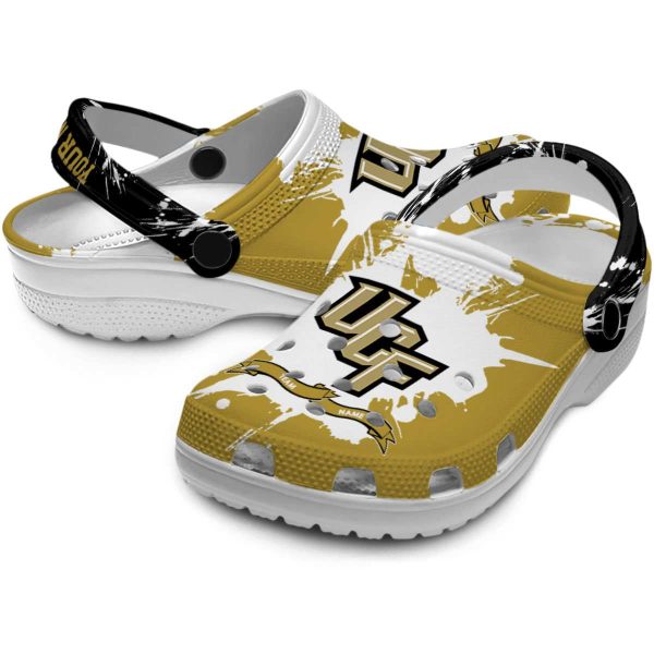 Personalized UCF Knights Splatter Pattern Crocs Latest Model