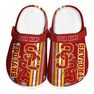 Personalized USC Trojans Contrasting Stripes Crocs Best selling