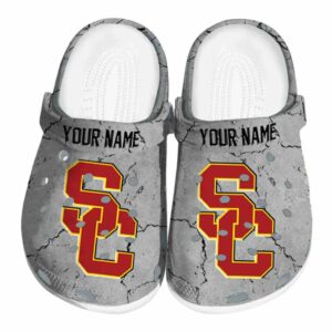 Personalized USC Trojans Cracked Texture Crocs Best selling