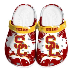 Personalized USC Trojans Splatter Pattern Crocs Best selling