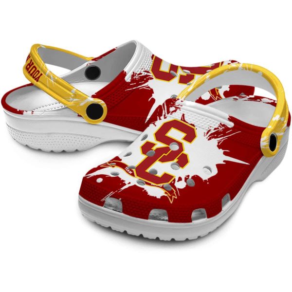 Personalized USC Trojans Splatter Pattern Crocs Latest Model